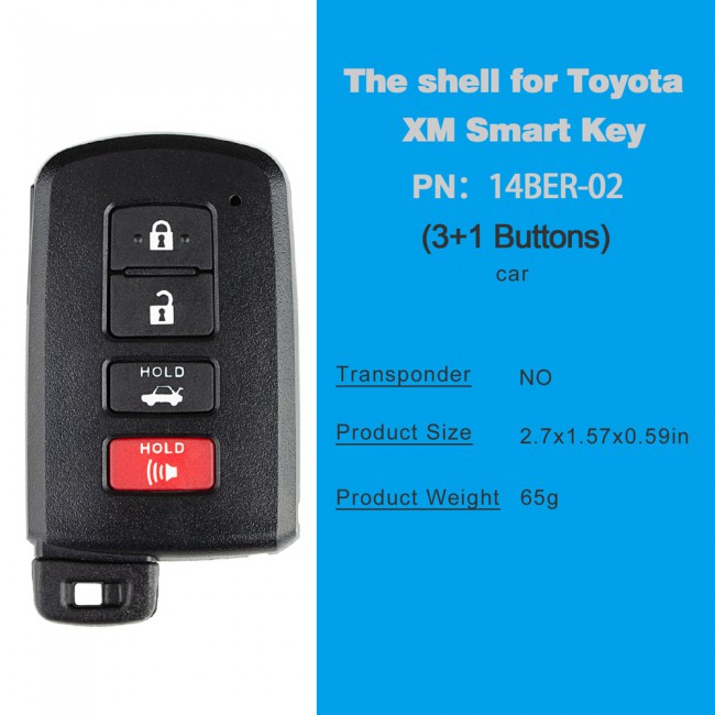 Toyota XM Série Smart Key Shell Coque De Clé 1742 3+1 Bouton 5PCS