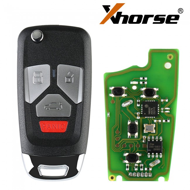 XHORSE XKAU02EN Wire Remote Key Audi Flip 3+1 Panic Boutons 5PCS