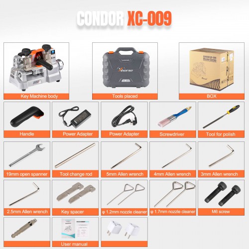 Xhorse Condor XC-009 Machine à Tailler Les Clés pour les clés simple face et double face