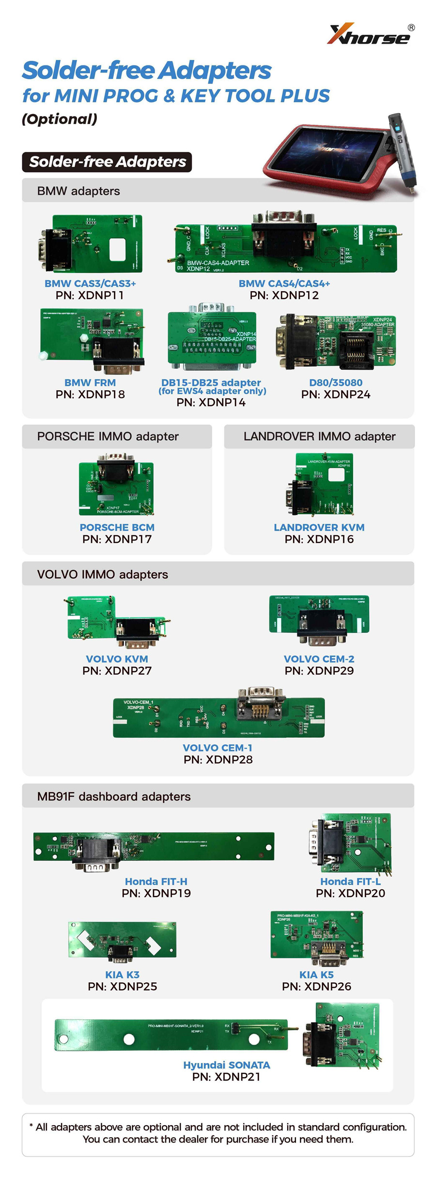 Xhorse MINI PROG Solder-Free Adapters
