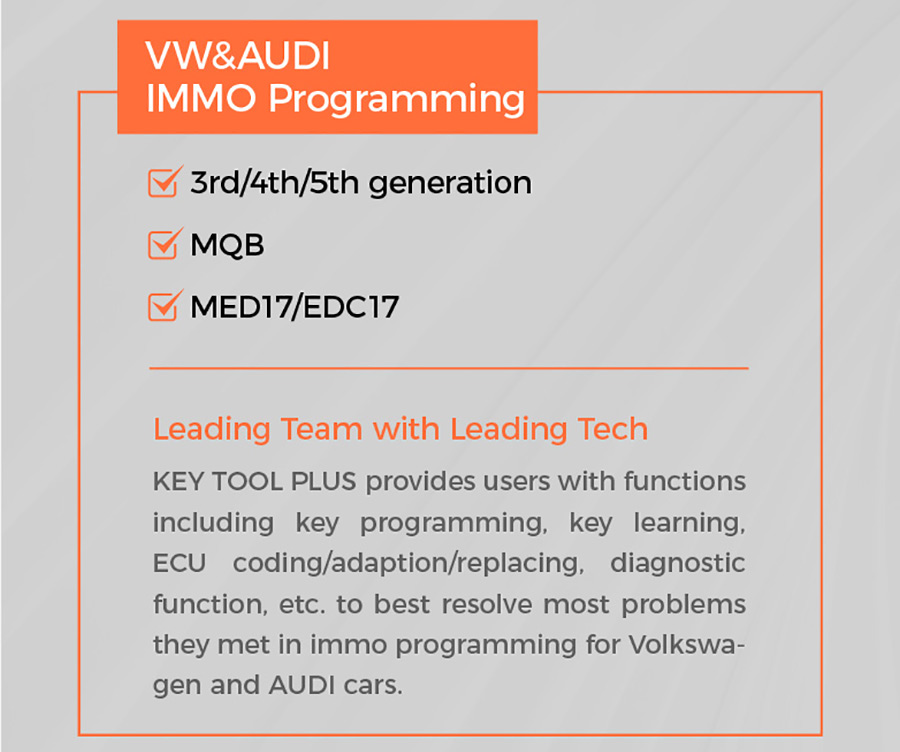 key tool plus VW AUDI IMMO Programming
