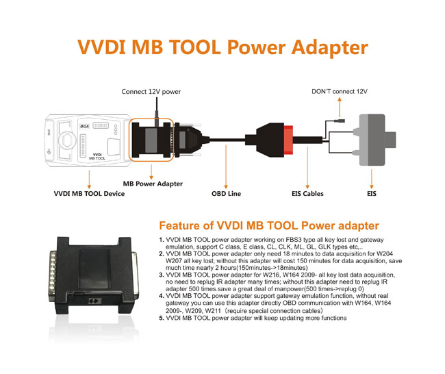 How to connect & use VVDI MB Tool Power Adapter